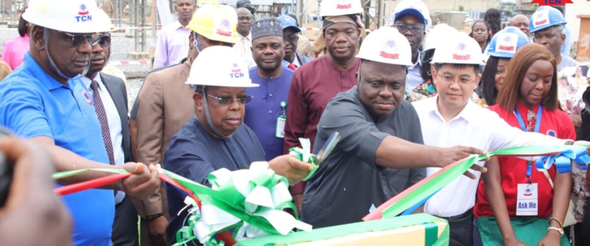 Power Minister Joseph Tegbe with other officials at the commissioning in Lagos