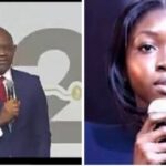 The Group Chairman of UBA,Tony Elumelu and the young in take lady she corrected