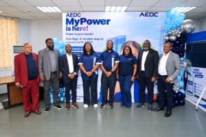 From L-R: Dr. Uche Anyalewechi (Chief Information Officer), Mr. Oluseyi Olanrewaju (Chief Finance Officer), Mr. Emmanuel Ogwuche (Chief Regulatory & Efficiency Officer), Mrs. Oyekanmi Jagun (Chief Human Resource Officer), Engr. Chijioke Z. Okwuokenye, FNSE (MD/CEO), Mrs. Pamela Chidobelu (Ag. Head, Customer Experience), Engr. Blessing Ogbe, FNSE (Chief Operating Officer), Engr. Godfrey Abah, FNSE (Chief Technical Officer)